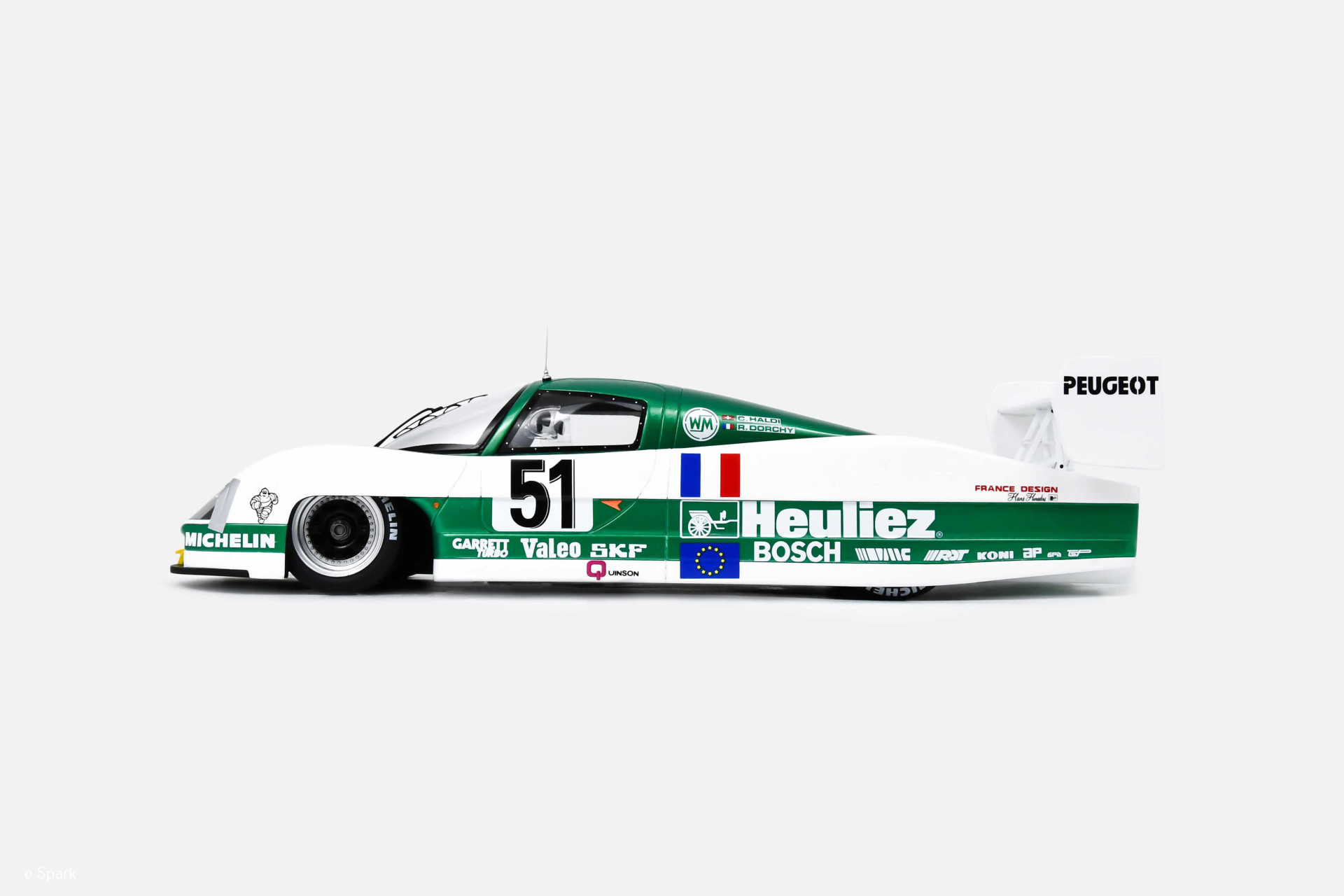 ミニカー　1/18 WM P88 Peugeot #51 24H Le Mans 1988 - 405km/h C. Haldi - R. Dorchy - J-D. Raulet [18S844] Spark 1:18 Peugeot WM P88 #51 24h LeMans 1988 Haldi, Dorchy
